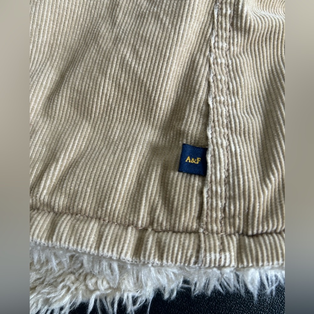 Y2K ABERCROMBIE & FITCH Shearling Corduroy Tan Jacket Size M FULL ZIP - Picture 6 of 12